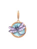 Подвеска из золота c бирюзой, аметистом и эмалью