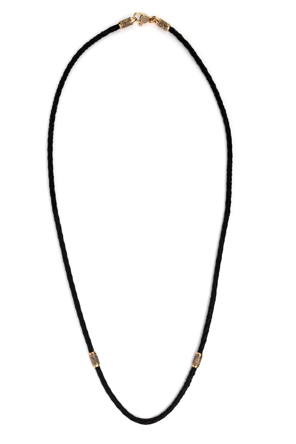 Цепь-шнурок кожа из красного золота 585 пробы c кожаным шнурком