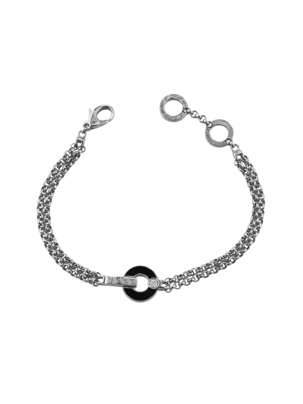 Браслет из белого золота 585 пробы c бриллиантами и ониксом