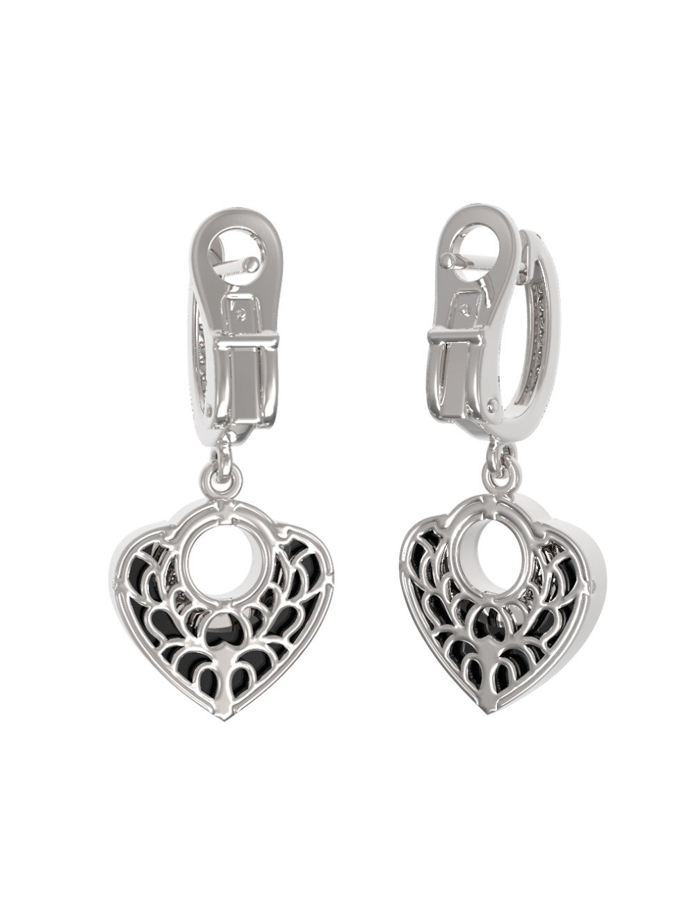 Серьги из белого золота c бриллиантами и ониксом