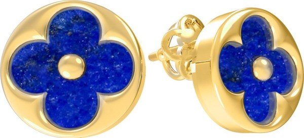Серьги из лимонного золота c лазуритом