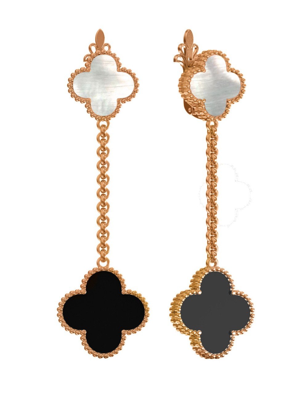 Серьги из золота c ониксом и перламутром