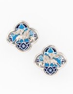 Серьги из белого золота c эмалью и перламутром