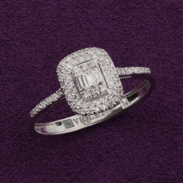 Кольцо из белого золота 585 пробы c бриллиантами