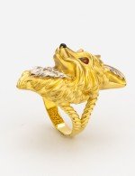 Кольцо из лимонного золота c эмалью