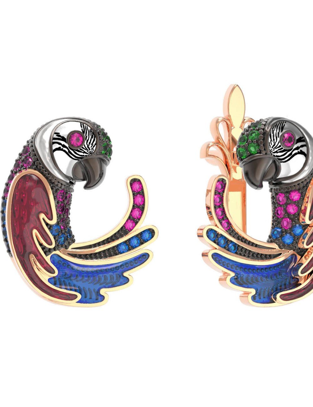 Серьги из золота c эмалью и фианитом