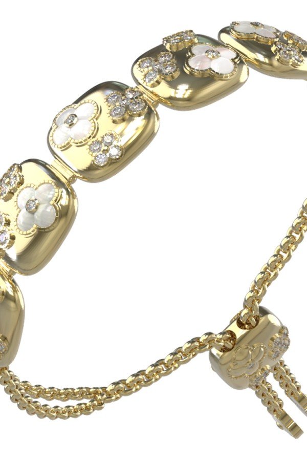 Браслет из лимонного золота c бриллиантами и перламутром