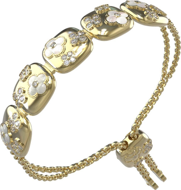 Браслет из лимонного золота 585 пробы c бриллиантами и перламутром