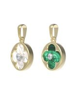 Подвеска из лимонного золота c бриллиантами, малахитом и перламутром