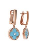 Серьги из золота c бриллиантами и бирюзой