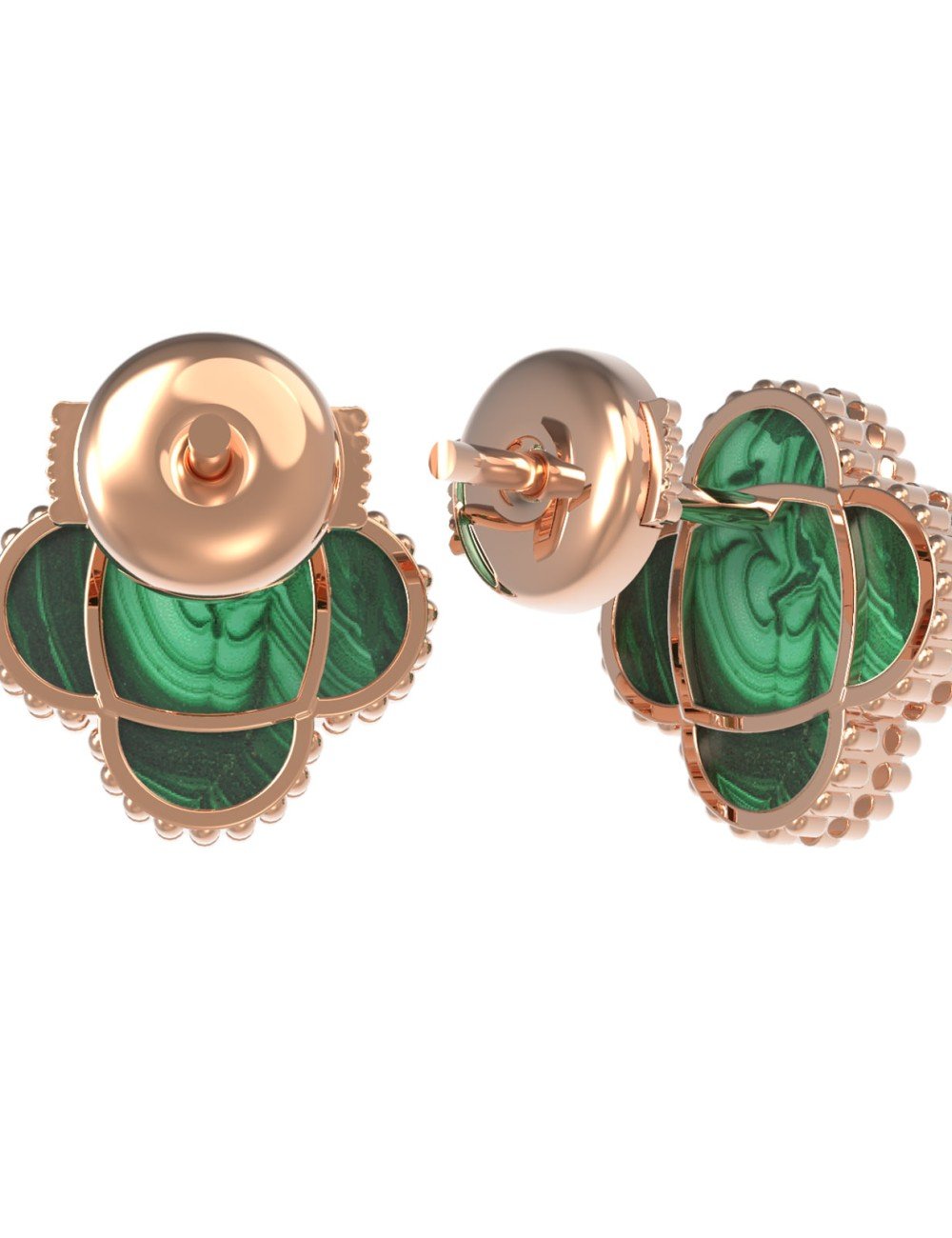 Серьги из золота c малахитом