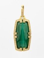 Подвеска из лимонного золота c бриллиантами, рубином и малахитом