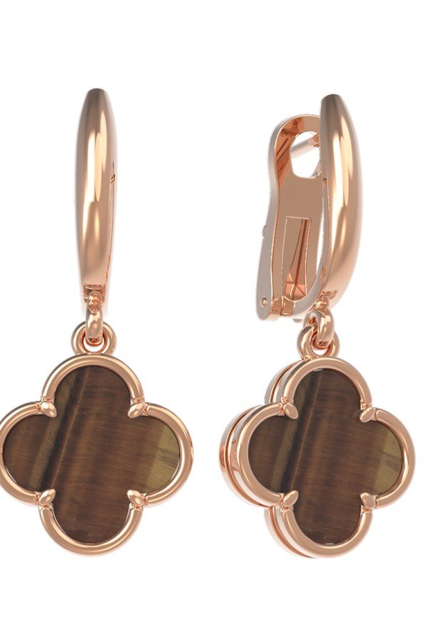 Серьги из золота c тигровым глазом