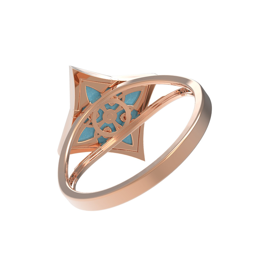 Кольцо из красного золота 585 пробы c бирюзой