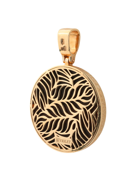 Подвеска из красного золота 585 пробы c эбеновым деревом