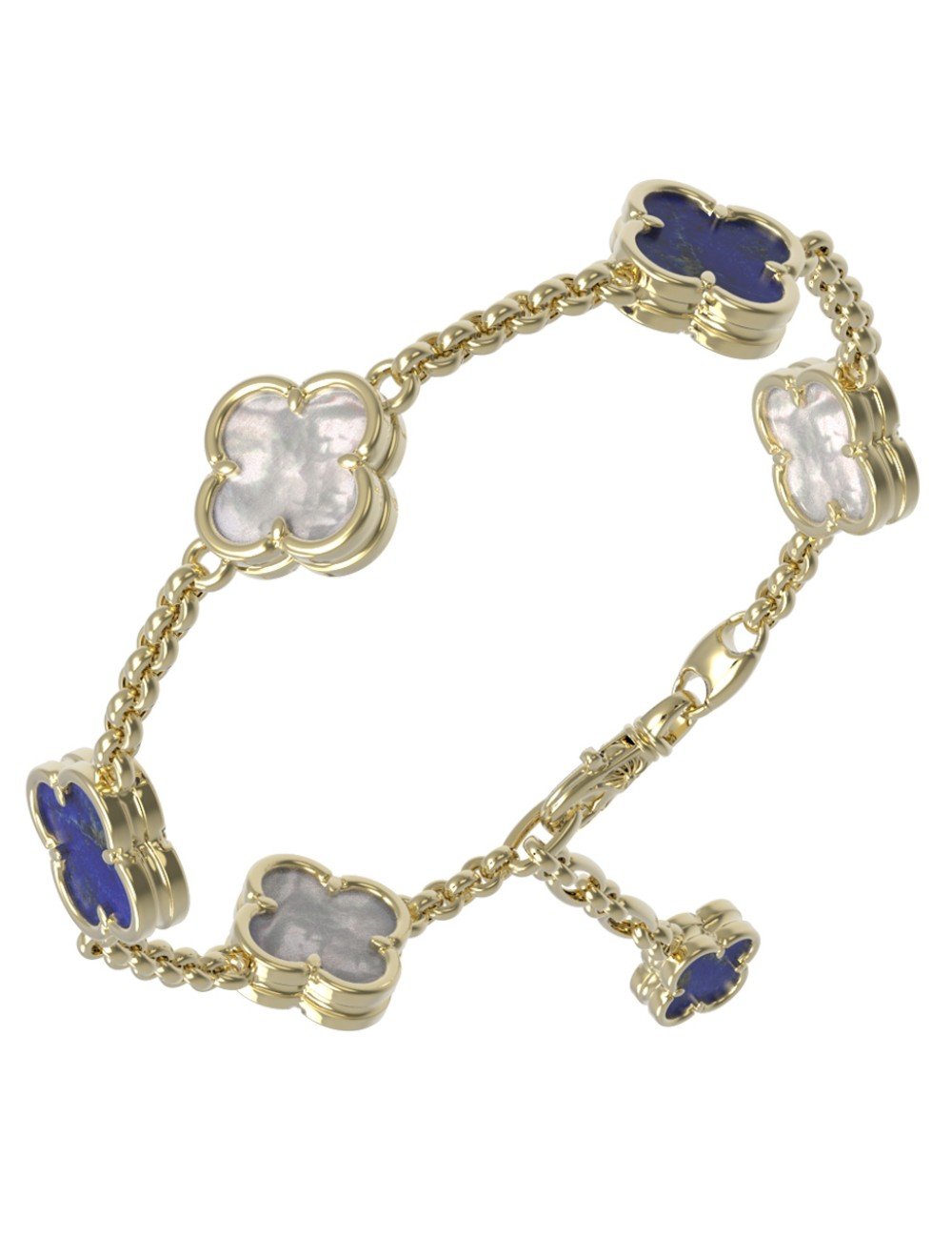 Браслет из лимонного золота c лазуритом и перламутром