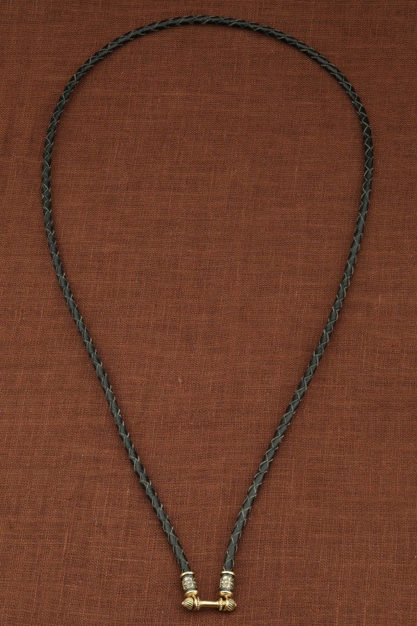 Гайтан из лимонного золота c кожаным шнурком