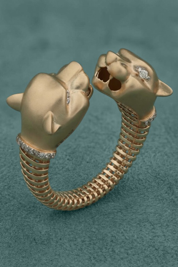 Кольцо из красного золота 585 пробы c бриллиантами