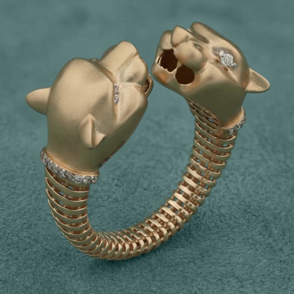 Кольцо из красного золота 585 пробы c бриллиантами