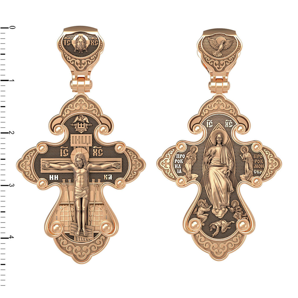 Крест из красного золота 585 пробы