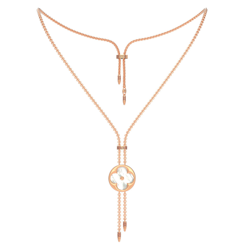 Колье из красного золота 585 пробы c малахитом и перламутром