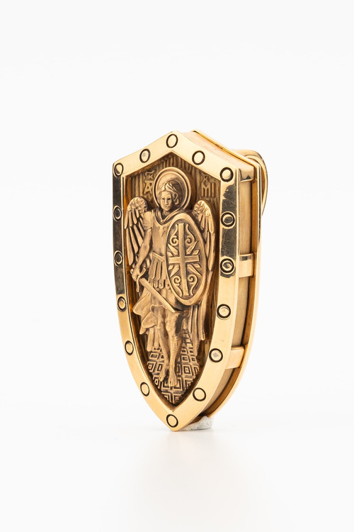 Нательная икона из красного золота 585 пробы c деревом груши