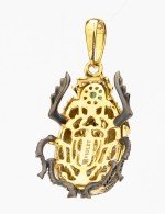 Подвеска из лимонного золота c эмалью, фианитом, турмалином и сапфиром