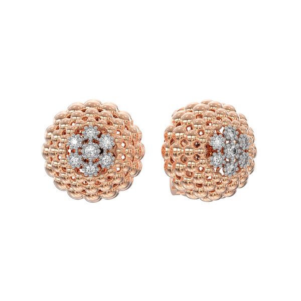 Серьги из красного золота 585 пробы c бриллиантами