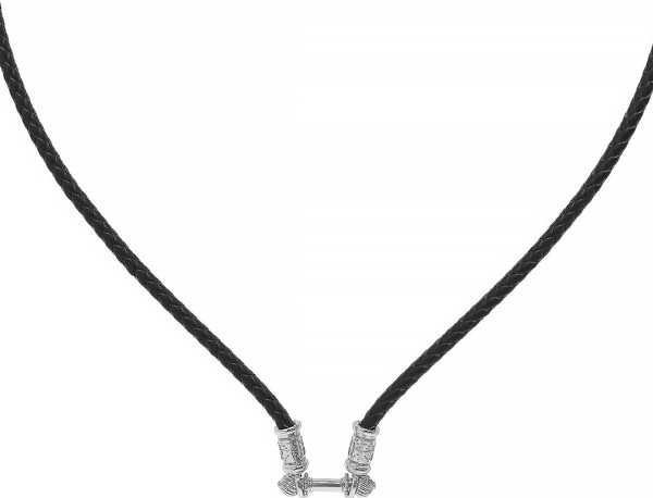 Цепь-шнурок кожа из белого золота 585 пробы c кожаным шнурком