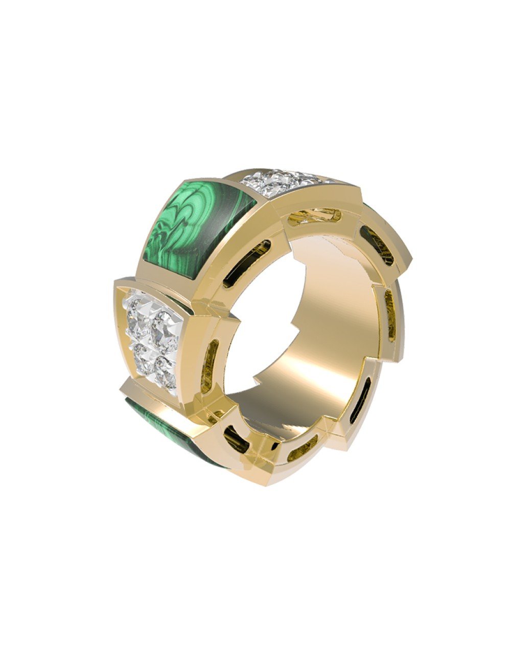 Подвеска из лимонного золота c бриллиантами и малахитом