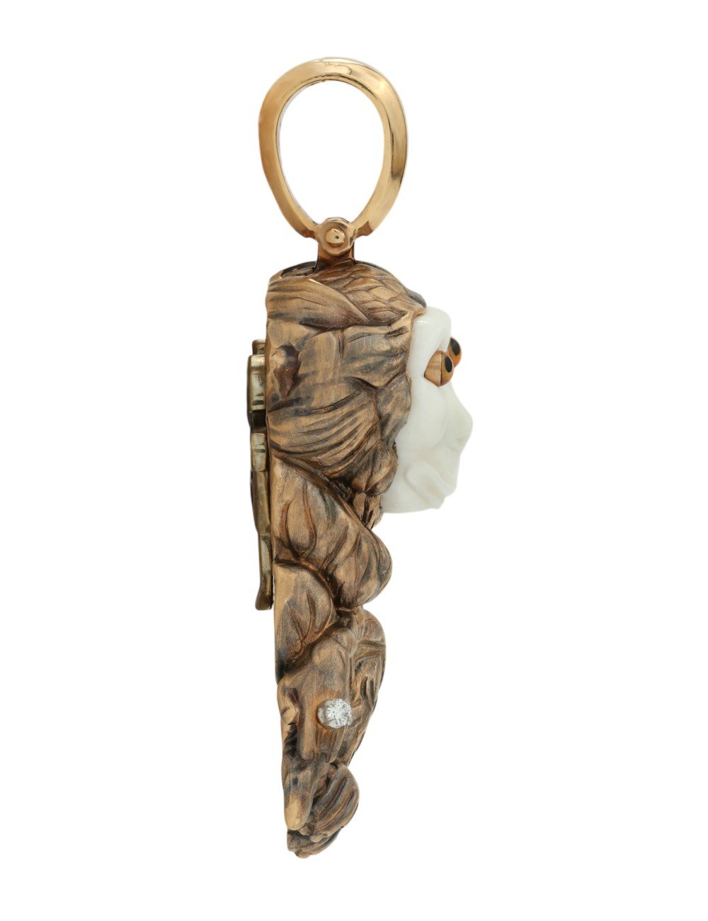 Подвеска из золота c эмалью, бриллиантами, рубином и бивнем мамонта