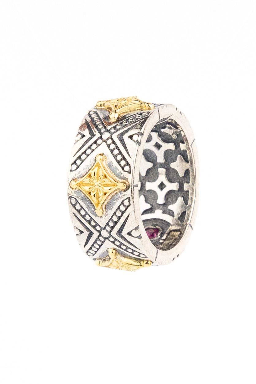 Подвеска из серебра 925 пробы и золота 750 пробы c рубином