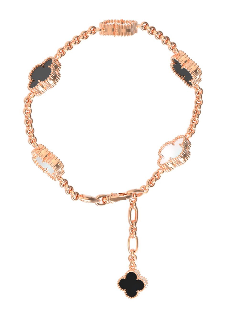 Браслет из золота c ониксом и перламутром