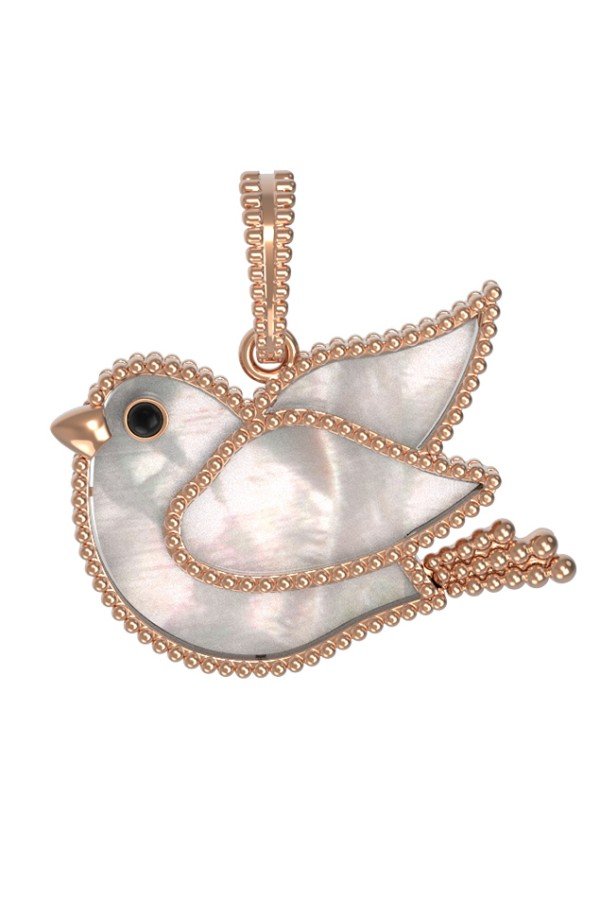 Подвеска из золота c эмалью и перламутром