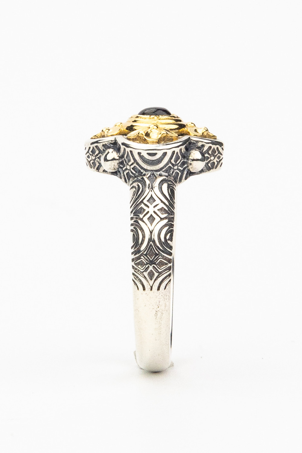 Кольцо из серебра 925 пробы и золота 750 пробы c рубином и рубином