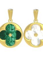 Подвеска из лимонного золота c малахитом и перламутром