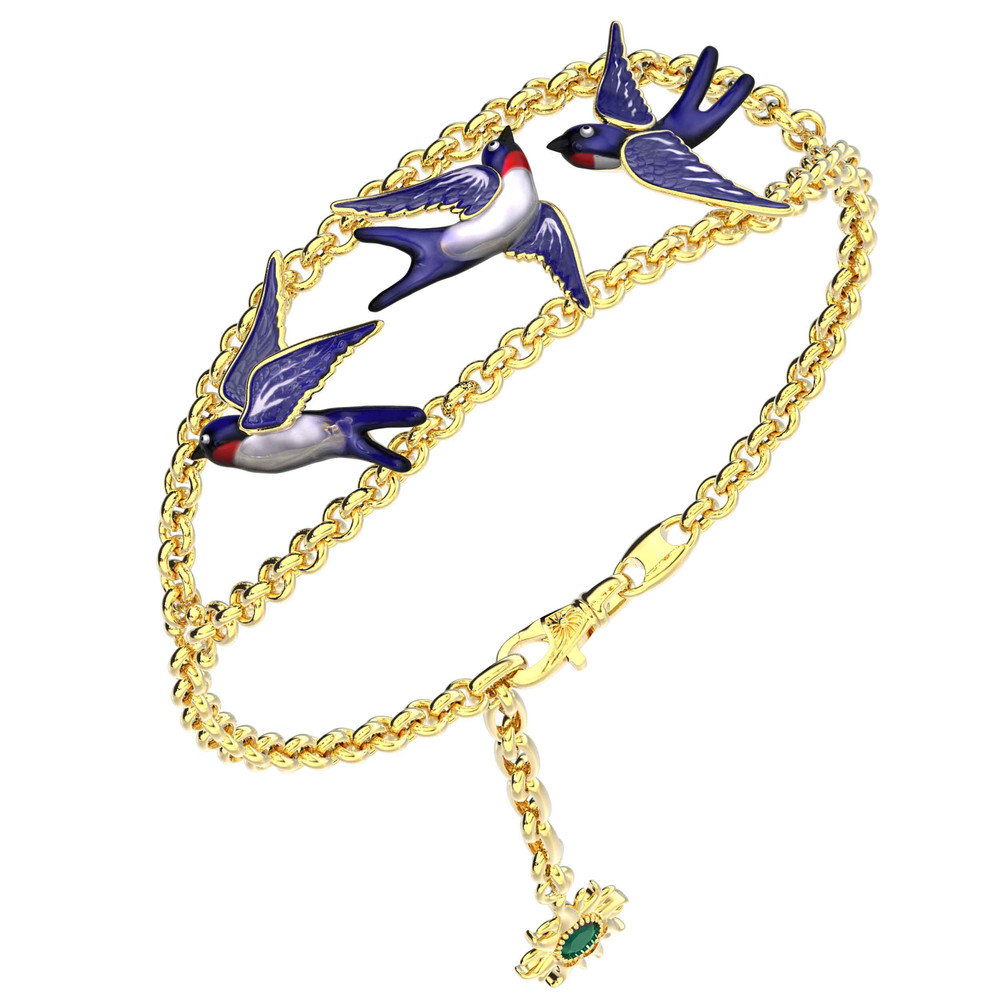 Браслет из лимонного золота 585 пробы c эмалью и топазом London