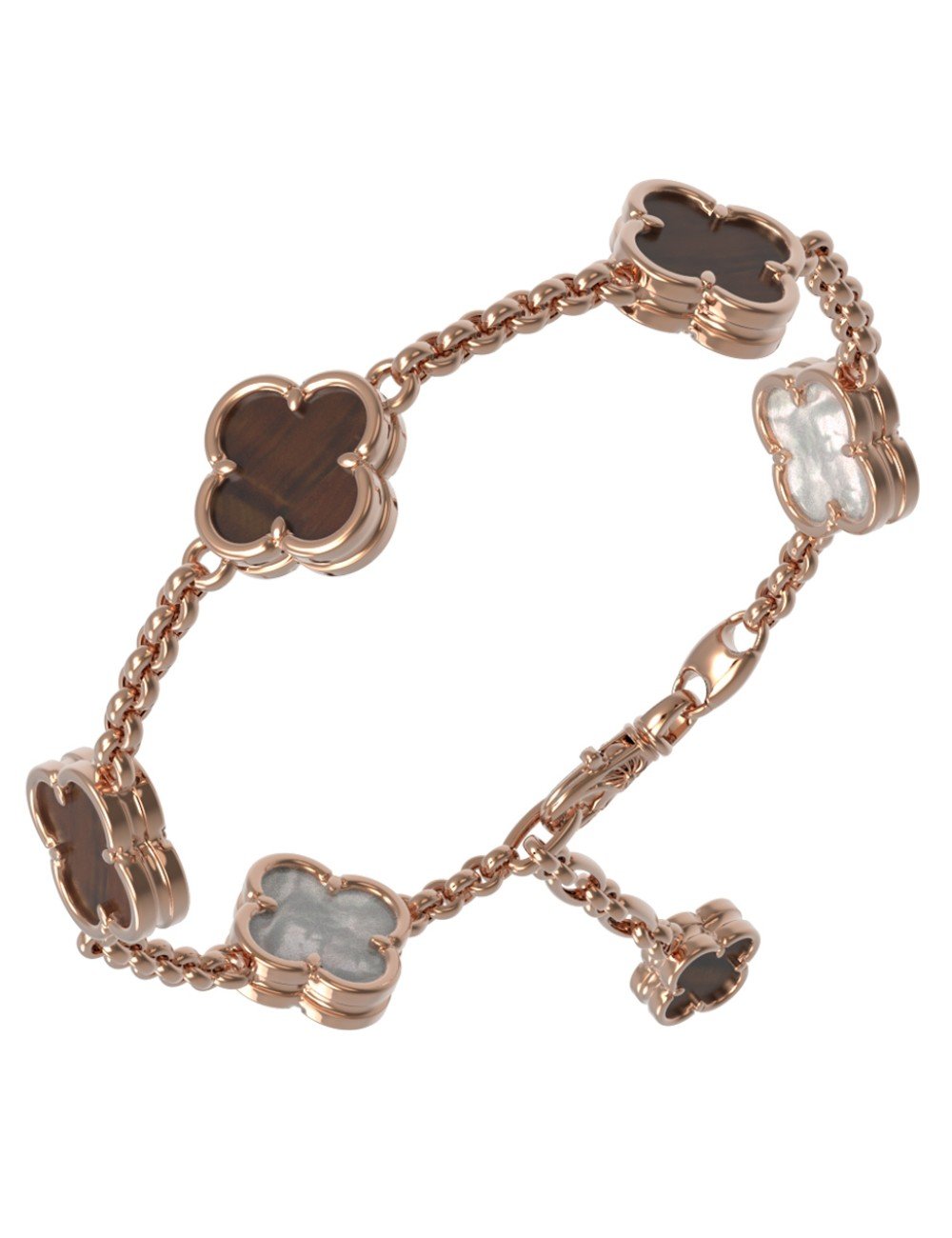 Браслет из золота c тигровым глазом и перламутром