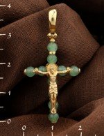 Крест из лимонного золота c нефритом
