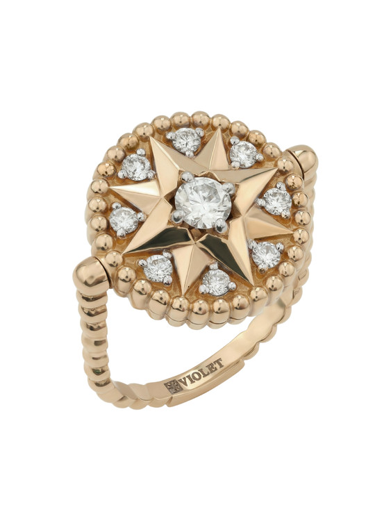 Кольцо из лимонного золота 585 пробы c бриллиантами