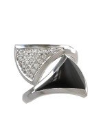 Кольцо из белого золота c бриллиантами и ониксом