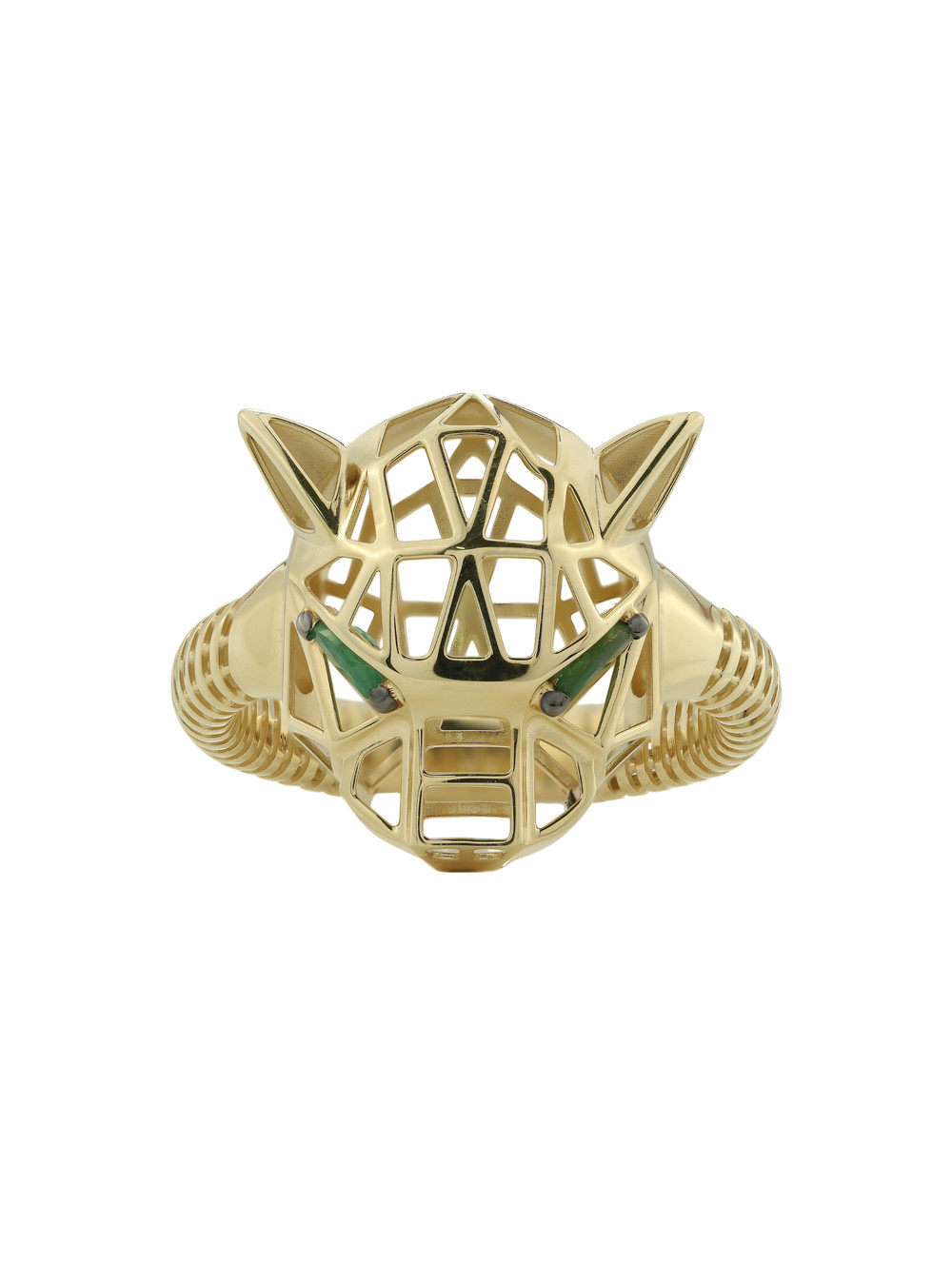 Кольцо из лимонного золота 585 пробы c изумрудом