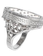 Кольцо из белого золота c эмалью и перламутром