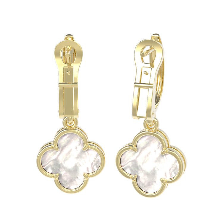 Серьги из лимонного золота 585 пробы c перламутром