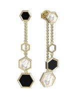 Серьги из лимонного золота c ониксом и перламутром