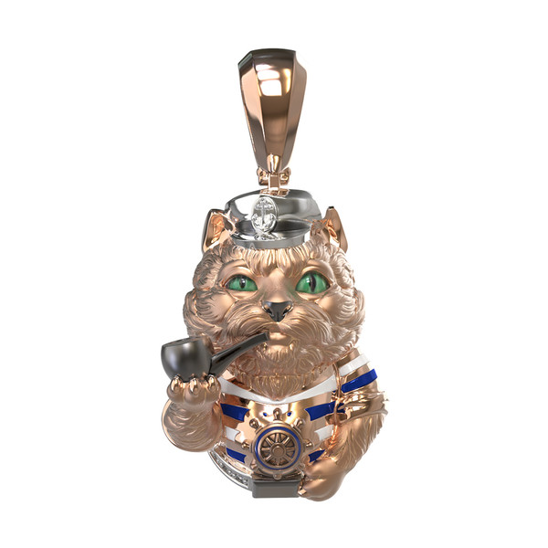 Подвеска из красного золота 585 пробы c эмалью, бриллиантами и рубином