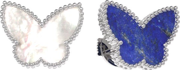 Серьги из белого золота c лазуритом и перламутром