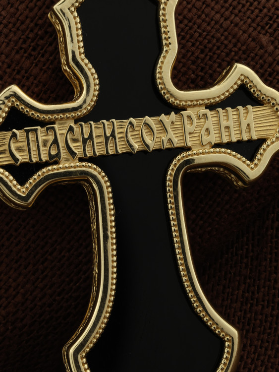 Крест из лимонного золота 585 пробы c ониксом