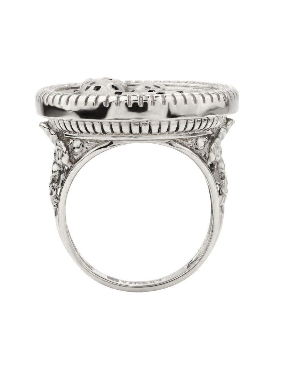 Кольцо из белого золота c эмалью