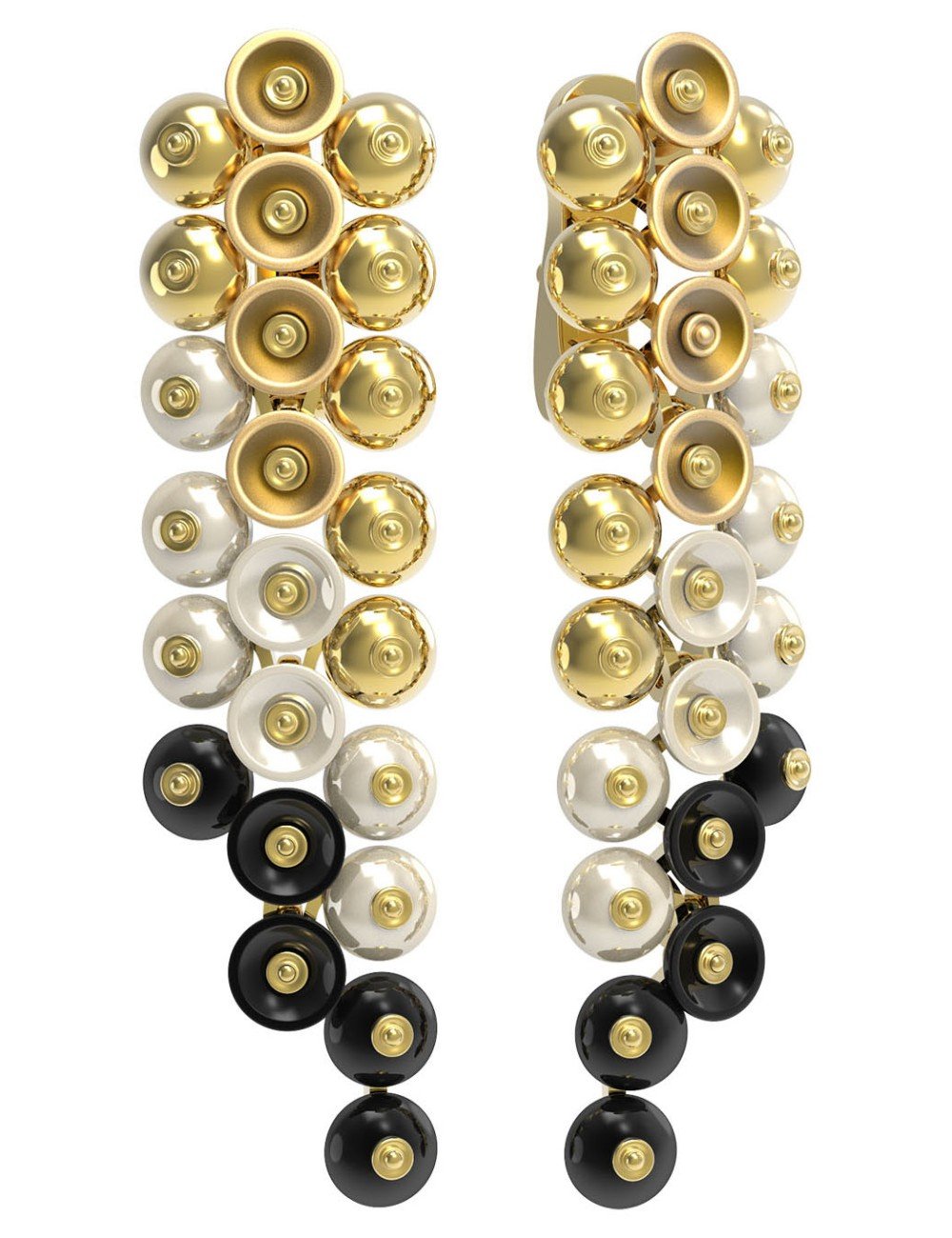 Серьги из лимонного золота c ониксом и перламутром